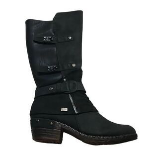 Rieker Antistress Ladies Size 6 Black Bernadette 84 Low Heeled Zip Up Knee Boots
